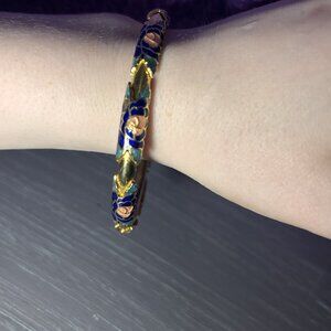 Vintage Blue Chinese raised  Cloisonne Bangle Bracelet C14